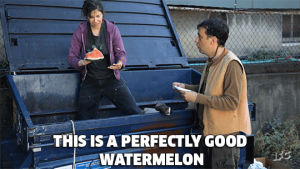 dumpster diving,ifc,fred armisen,portlandia,watermelon,carrie brownstein,this is a perfectly good watermelon