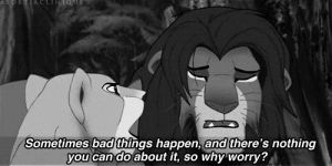 worry,love,disney,sad,quote,quotes,bad,things,hate,sorry,yeah,the lion king,lion,truth,sadness,hell,nothing,there,bad things,sometimes,happen,worries,there is,bad thing,why worry,you can do about it