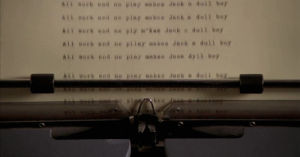 jack torrance,movie,boy,jack nicholson,stanley kubrick,the shining,working,typewriter