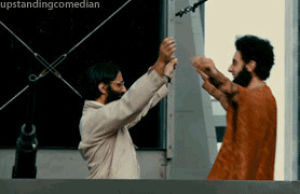 the dictator,sacha baron cohen,jason mantzoukas,reaction,dancing,excited,larry charles