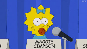 maggie simpson,bart simpson,reaction,marge simpson,lisa simpson,homer,simpsons,lisa,bart,marge,signs,maggie,comic book guy,places,couch gag,season 25,matt groening,the yellow badge of cowardge