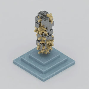 sculpture,mineral,3d,marble,loop,c4d,gold,cinema 4d,silver,totem,isometry