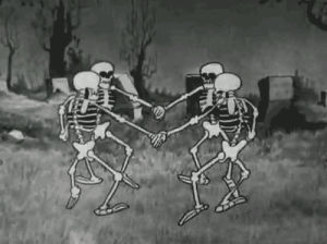 goth,halloween,skeletons,black and white,dancing,dance