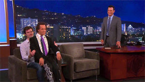 richard simmons,bill hader,jimmy kimmel,this is amazing,i love bills face when he realizes that richard is going to sit on him,these are like my two favourite people,hes like aww yiss,how did i not know that they had met
