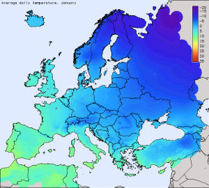 Карта температур европа