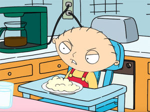 stewie,family guy,faceplant,playing with food,play with food