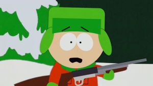 scared,south park,kyle broflovski,gun,concerned