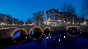 night,amsterdam,bridge,reflection,dusk,water,nature,cinemagraph,light,living stills,canals,the webbys