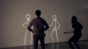 stickman,interactive,kinect,installation,psychology,art,tech,mirror stage,chris brown wall to wall