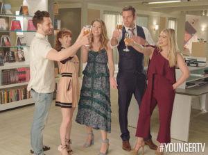 cheers,champagne,toasting,tv land,tvland,younger,youngertv,toast,tvl,younger tv
