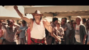 cowboy hat,victory dance,kilt,dance,booty,celebrate,victory,cheer,shake,winning,cowboy,oh yeah,fist pump,vest,best day,bootay