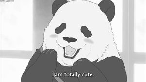 panda,blush,lovely,kawaii,sweet,bw,cutie