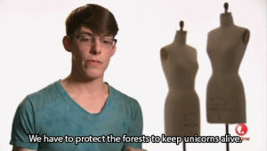 project runway,fashion,environment,unicorns,forests