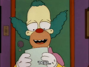 dear,season 3,episode 6,krusty the clown,reading,letter,3x06