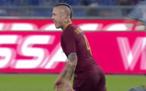 pumped up,reaction,happy,football,soccer,reactions,excited,goal,celebration,roma,slow motion,calcio,as roma,asroma,goal celebration,nainggolan,chest pound,radja nainggolan,chest pounding