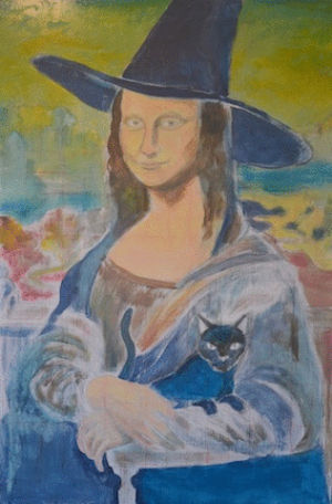 mona lisa,occult,dark,art,cat,black,artists on tumblr,classic,painting,witch,commission,ode,definition,atrix