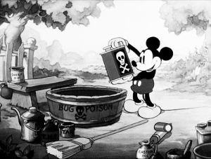 poison,mickey mouse,black and white,disney,vintage,bug