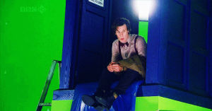 doctor who,funny,matt smith,blue,sweet,green,tardis,waiting,whistle,bow tie