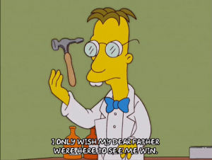 giving up,episode 1,season 15,tired,thinking,professor frink,15x01