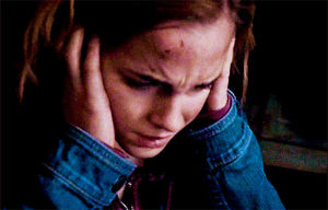 hermione granger,afraid,covering ears,harry potter,emma watson,reactions,scared,nope,i cant,i cant hear you,not dealing