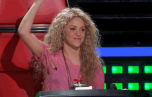 shakira,tv,television,nbc,wink,the voice,love her,team shakira,big fan,a few holes in that shirt tho,borrowed it from adam