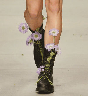 fashion,walking,floral,style,hipster,flowers,runway,catwalk,boots