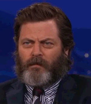 smiling,stern,ron swanson,parks and recreation,laughing,nick offerman