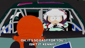 eric cartman,kenny mccormick,driving,nascar,racing