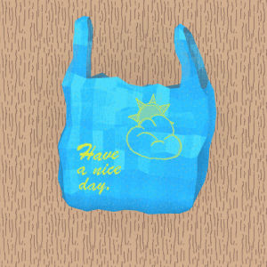 plastic bag,have a nice day,sun,emoji,woodgrain