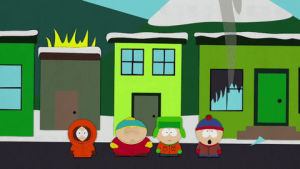fire,eric cartman,stan marsh,kyle broflovski,running,kenny mccormick,fighting,panic,mayhem