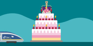 happybirthday,birthday,eurostar,queen,train,travel,cake,candles,britain,90,sncf,traveler,train station