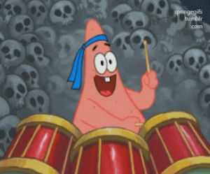 patrick,spongebob squarepants,tentacle vision,drumming,spongebob,drums