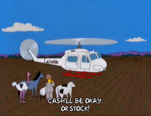 homer simpson,season 11,episode 5,horse,field,cow,helicopter,11x05,ostrich,flying off