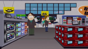 eric cartman,excited,shopping,best buy
