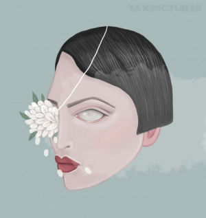 fog,melancholia,weird,pirate,melancholy,girl,love,illustration,artist,drawing,flowers,falling,wind,lady,mood,blind,petals,taxipictures,withering