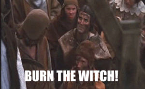 burn the witch,monty python,reaction,witchcraft,sorcery