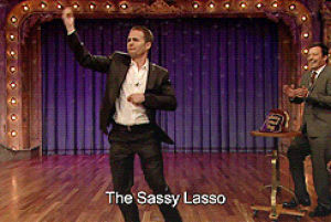 sassy lasso,dancing,sam rockwell,jimmy fallon,happy dance