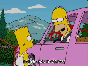 homer simpson,bart simpson,episode 11,car,season 17,blood,accident,pointing,fence,17x11