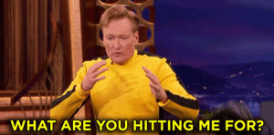 conan obrien,steven ho,what are you hitting me for
