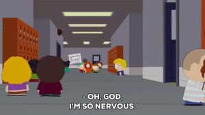 eric cartman,scared,nervous,embarrassed,shy
