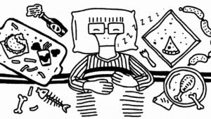 dreaming,the descendents,descendents,funny,music,animation,music video,food,pizza,band,sleep,hungry,dream,chicken,bands,burger,yum,yummy,dreams,epitaph records,epitaph,drool,sweet dreams,no fat burger