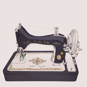 sewing machine,butterfly,marie chapuis,illustration