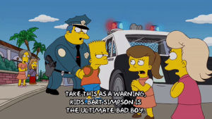 chief wiggum,police car,bart simpson,episode 19,season 20,shocked,annoyed,20x19,arresting
