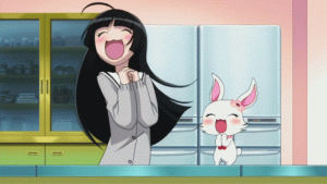 kawaii,rabbit,anime,girl,bow,blushing