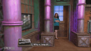 the jerry springer show,angry,scary,mad,door,fear,trouble,wifey