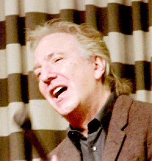 movies,interview,smiling,alan rickman,microphone,answer,hudson union society,what a fucking cutie