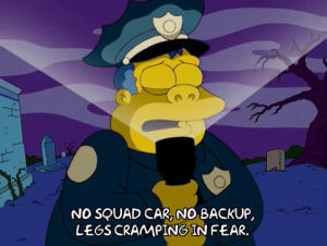 chief wiggum,episode 2,scared,season 17,police,fear,17x02,nighttime