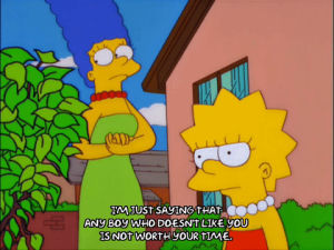 happy,marge simpson,lisa simpson,episode 6,excited,season 13,sigh,joyous,indifferent,13x06