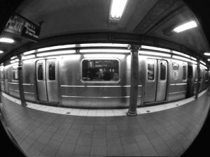 black and white,fisheye,mta,nyc,subway,1 train