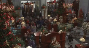 christmas shopping,people,crowd,christmas movies,black friday,1994,miracle on 34th street,rushing